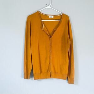 Cielo Cardigan Sweater XL Mustard Yellow Long Sleeve Preppy Cozy Layering Twee